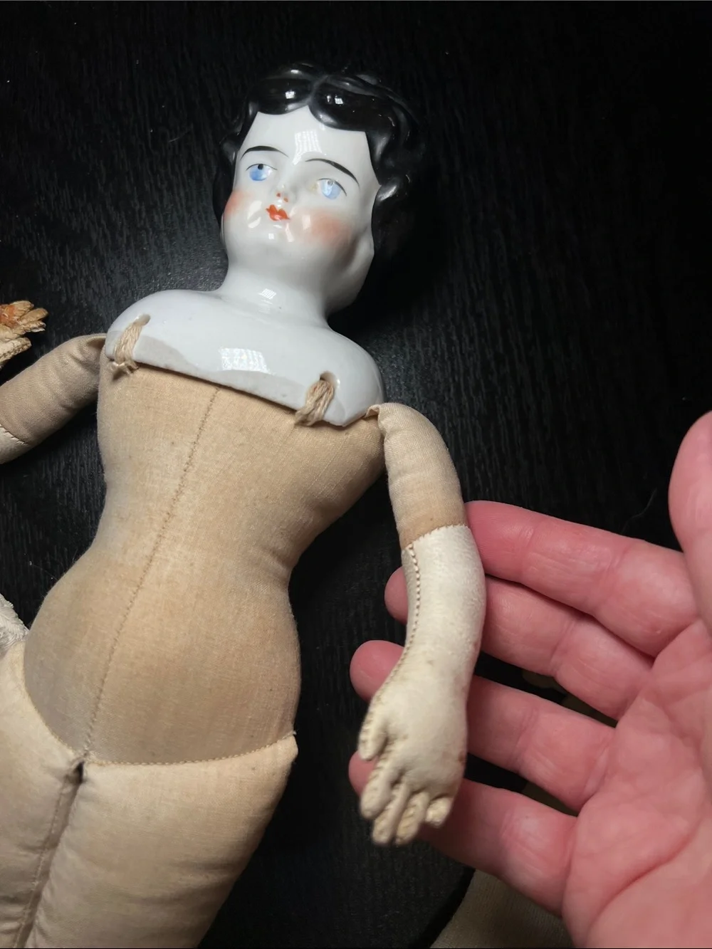 Antique Late 1800s German Handpainted China Porcelain Doll with Outfit